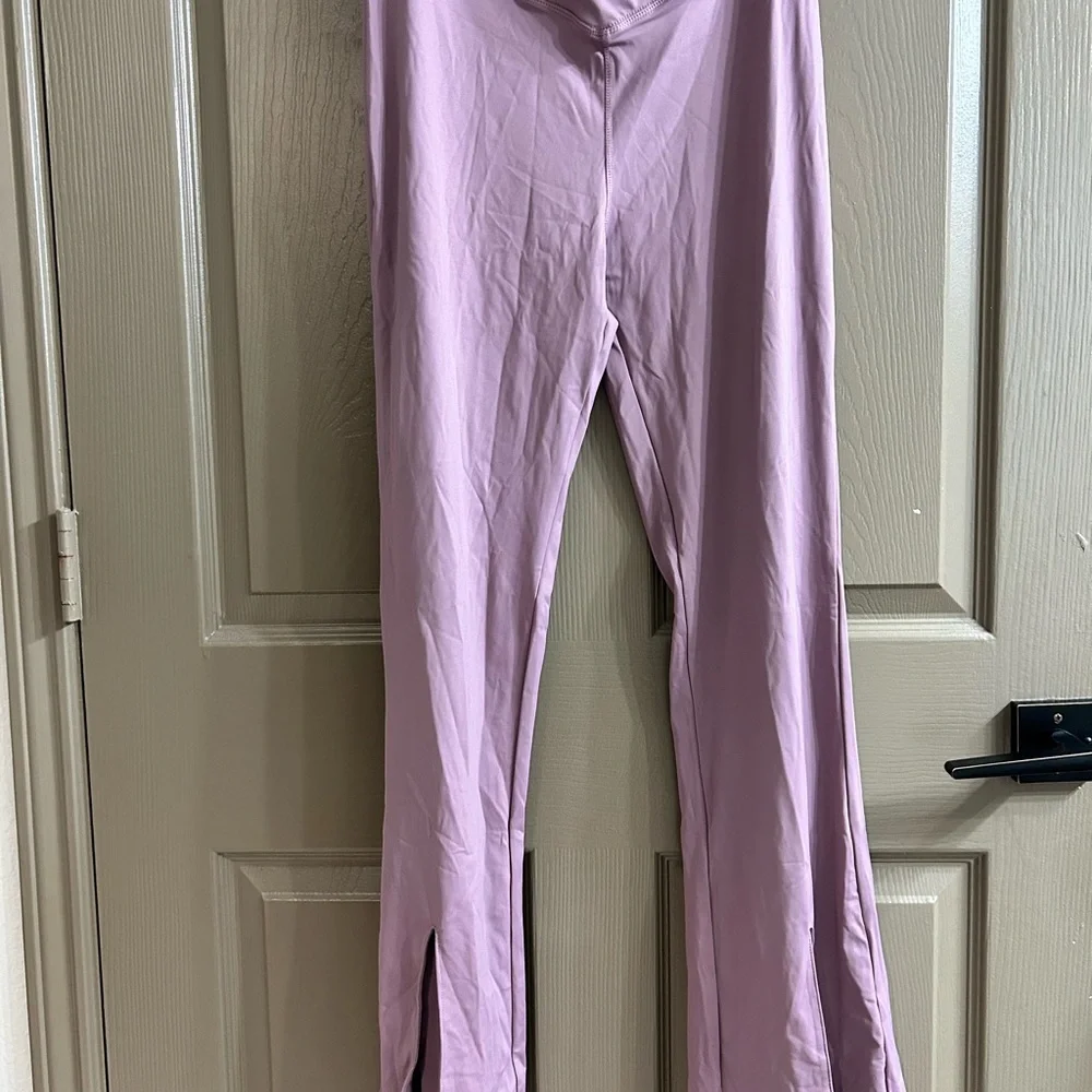 Lavender Flared Pants with front slits - Picture 1 of 6